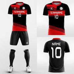 XTeamwear Soccer Uniforms Red Ribbon - Custom Soccer Jerseys Kit Sublimated Design