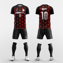 XTeamwear Soccer Uniforms red / S Custom Soccer Kit – Five-Pointed Star Pattern & Modern Fit (Jersey, Shorts & Socks)