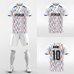 XTeamwear Soccer Uniforms red / S Wavy dashed line - Custom Soccer Jerseys Kit Sublimated for Team