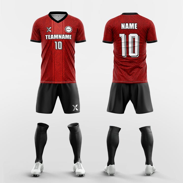 XTeamwear Soccer Uniforms red / S XTeamwear Custom Soccer Kit – Snake Texture Crew Neck Jersey Set