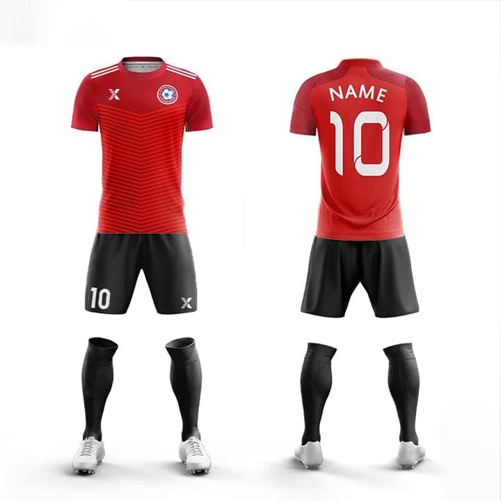 XTeamwear Soccer Uniforms Red Stripe - Custom Soccer Jerseys Kit Sublimated for Youth
