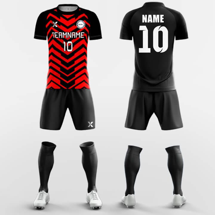 XTeamwear Soccer Uniforms Red Wave - Custom Soccer Jerseys Kit Sublimated Design