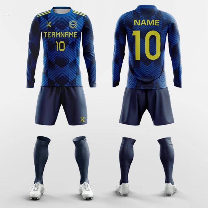 XTeamwear Soccer Uniforms Retro - Custom Youth Soccer Jerseys Kit Long Sleeve Sublimated