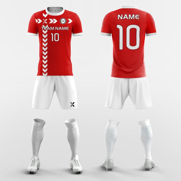 XTeamwear Soccer Uniforms Retro Red - Custom Soccer Jerseys Kit Sublimated for League