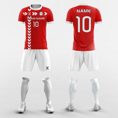 XTeamwear Soccer Uniforms Retro Red - Custom Soccer Jerseys Kit Sublimated for League