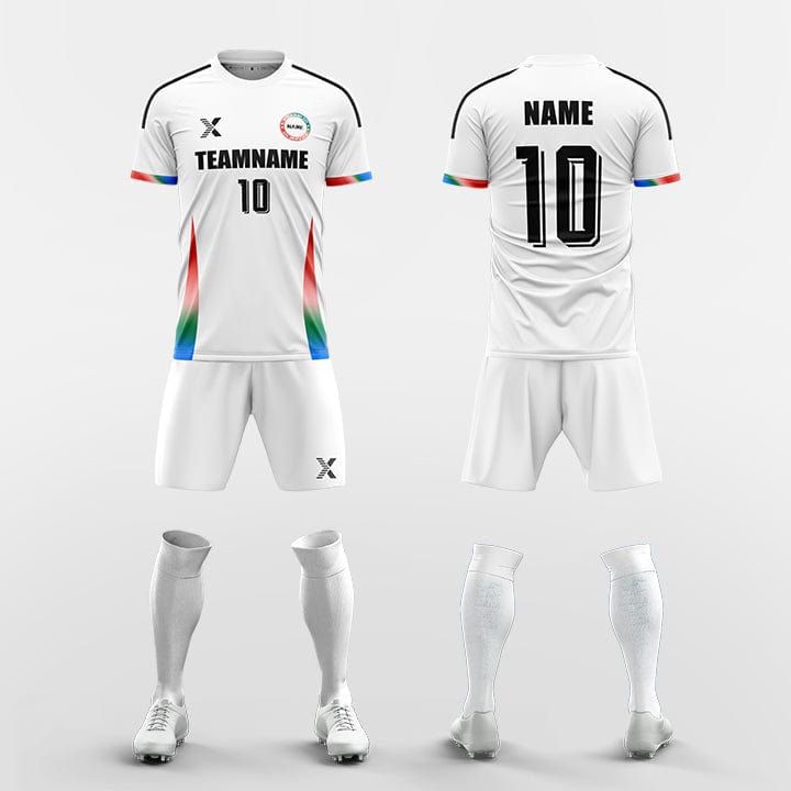 XTeamwear Soccer Uniforms white / S Custom Soccer Kit – Gradient Stripe Jersey with Shorts & Socks