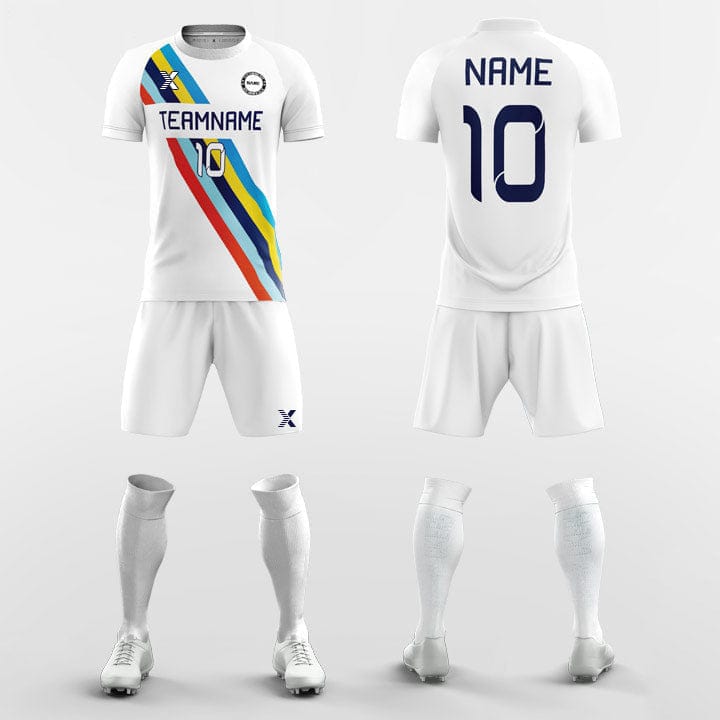 XTeamwear Soccer Uniforms White / S Rainbow - Custom Soccer Jerseys Kit Sublimated for League