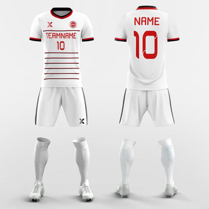 XTeamwear Soccer Uniforms White Striped - Custom Soccer Jerseys Kit Sublimated for Academy