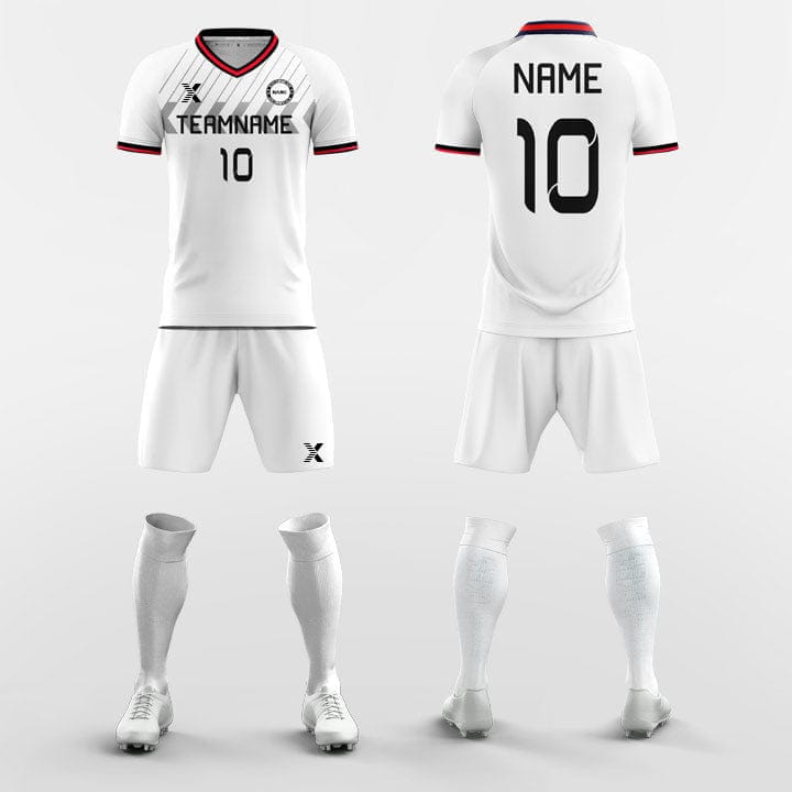 XTeamwear Soccer Uniforms White Striped Trim - Custom Soccer Jerseys Kit for School