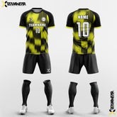 XTeamwear Soccer Uniforms Yellow / S diamond check camouflage - Custom Soccer Jerseys Kit Sublimated for Team