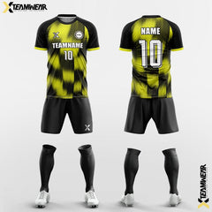XTeamwear Soccer Uniforms Yellow / S diamond check camouflage - Custom Soccer Jerseys Kit Sublimated for Team