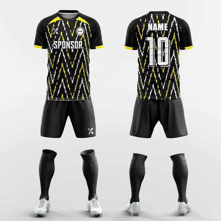 XTeamwear Soccer Uniforms yellow / S Wavy dashed line - Custom Soccer Jerseys Kit Sublimated for Team