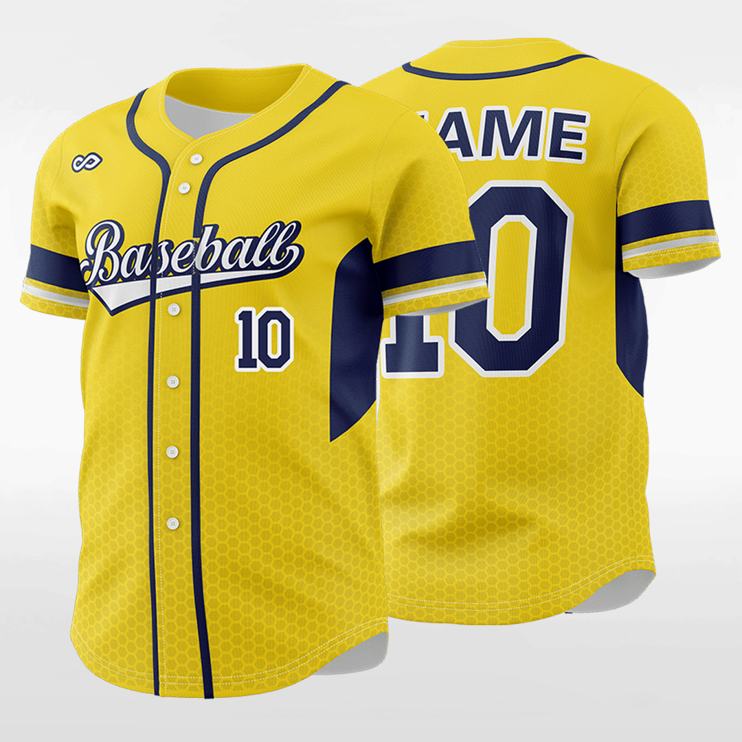 Blue and yellow baseball sales jersey