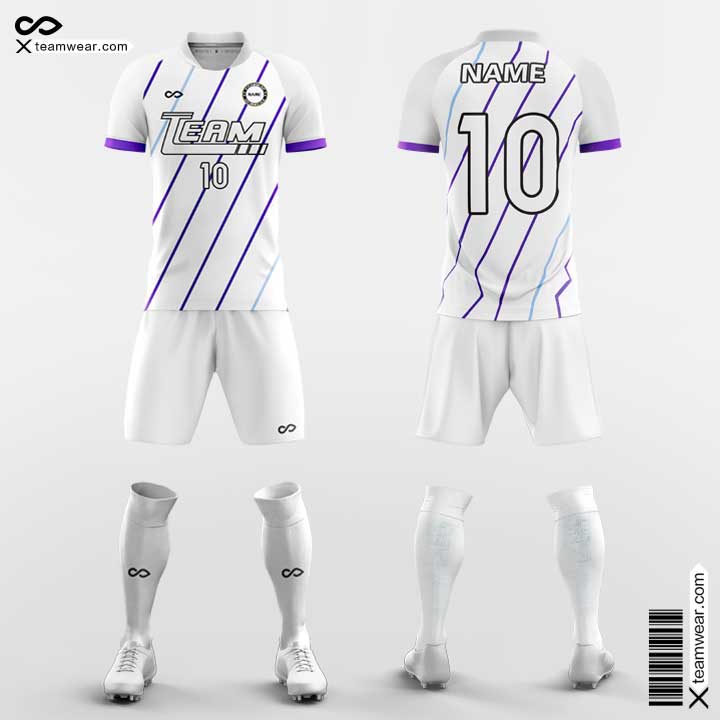 Custom White Gold-Purple Sublimation Soccer Uniform Jersey Fast