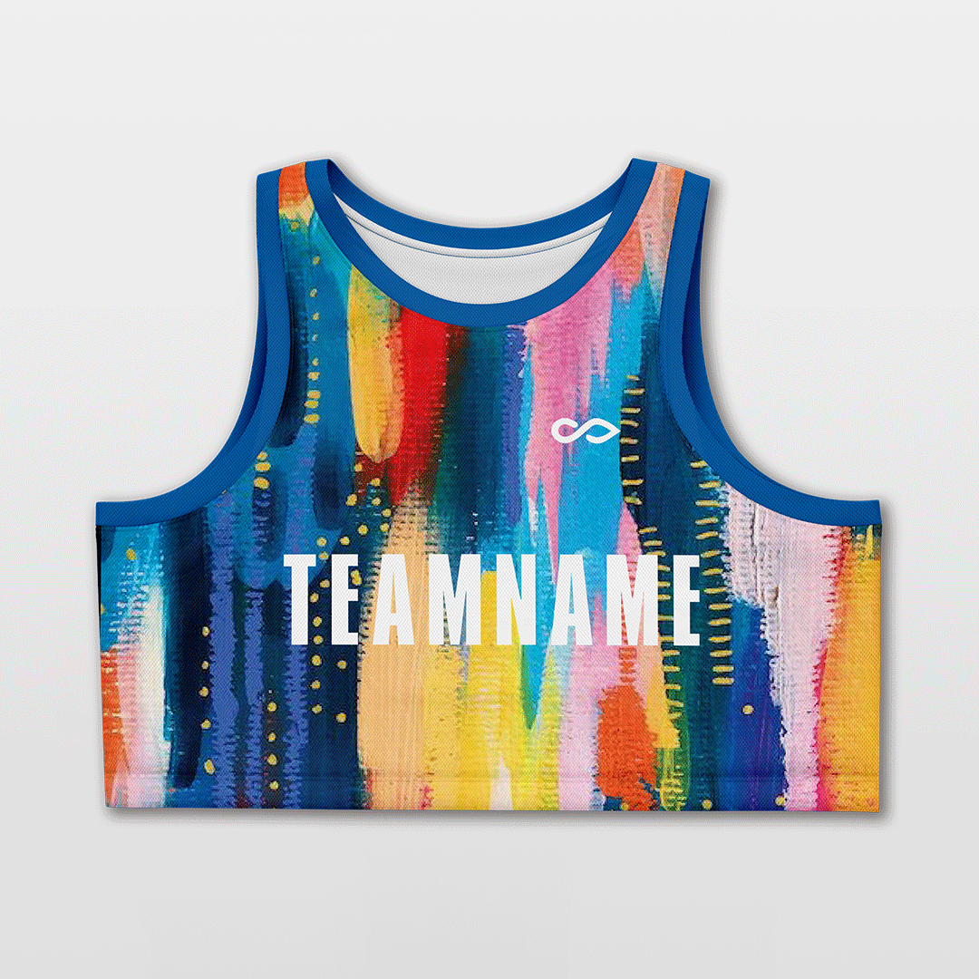 Cikers Sports Basketball Jersey Colorful / S Colorful Black - Customized Women's Loose Sleveless Workout Crop Tops