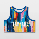 Cikers Sports Basketball Jersey Colorful / S Colorful Black - Customized Women's Loose Sleveless Workout Crop Tops