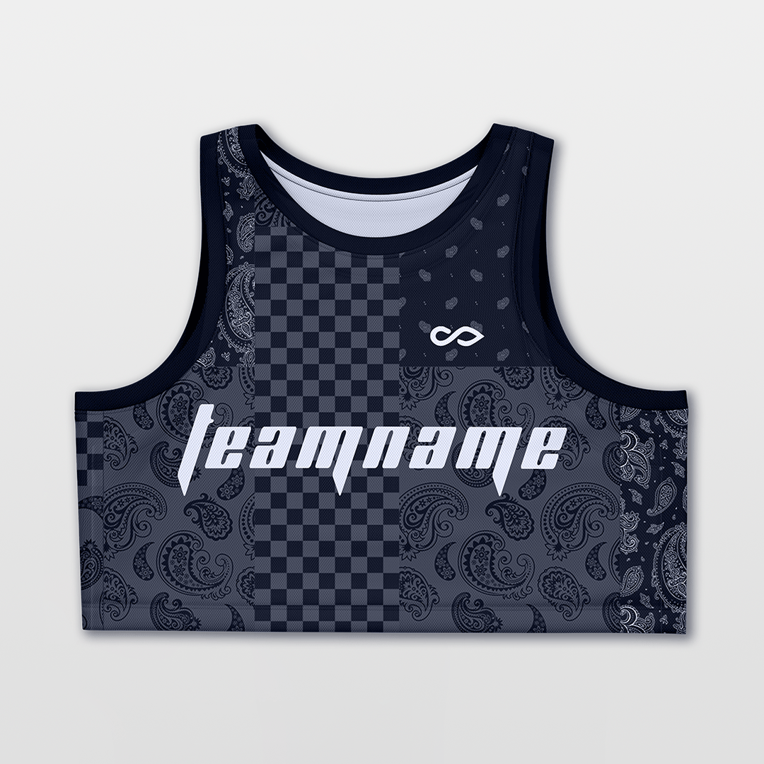 Cikers Sports Basketball Jersey Navy / S Paisley - Customized Women's Loose Sleveless Workout Crop Tops