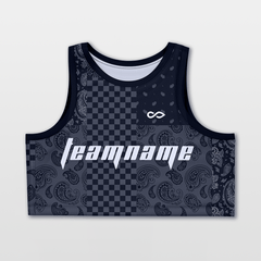 Cikers Sports Basketball Jersey Navy / S Paisley - Customized Women's Loose Sleveless Workout Crop Tops