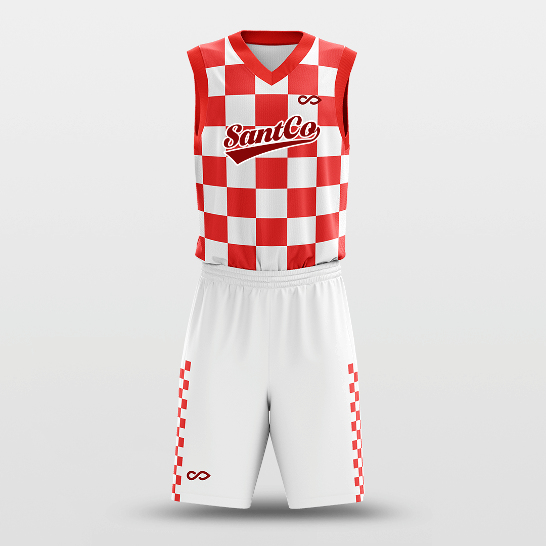 Cikers Sports Basketball Uniforms Red / S Square - Custom Sublimated Basketball Uniform Set