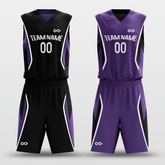 Cikers Sports Black&Purple / XS Plume - Customized Kid's Reversible Sublimated Basketball Set