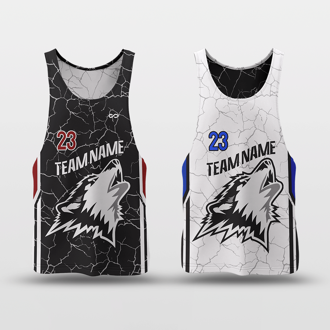 Cikers Sports Black&White / S Cracking - Customized Reversible Quick Dry Basketball Jersey