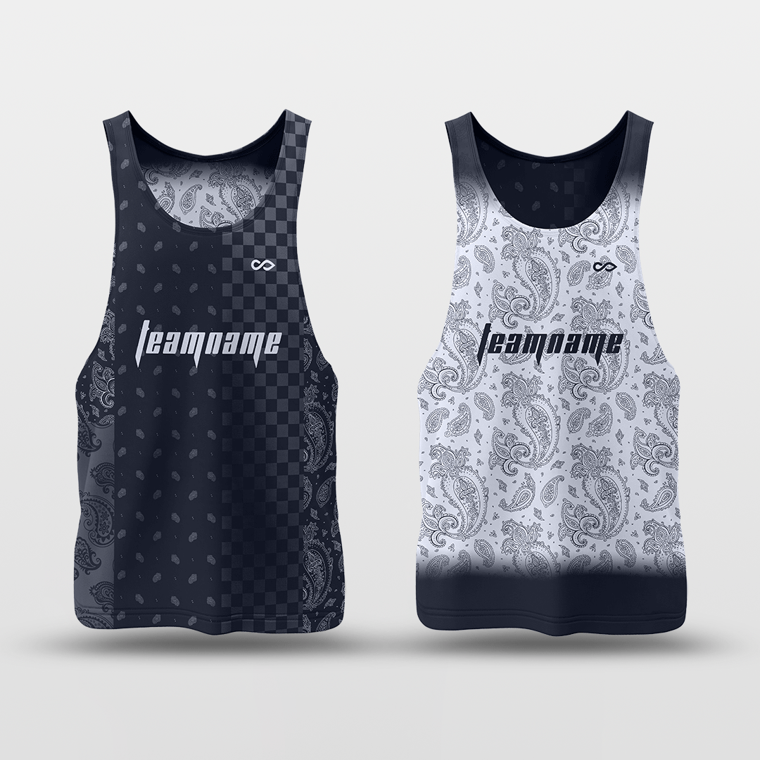 Cikers Sports Navy&White / S Paisley - Customized Reversible Quick Dry Basketball Jersey