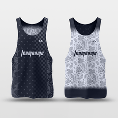 Cikers Sports Navy&White / S Paisley - Customized Reversible Quick Dry Basketball Jersey