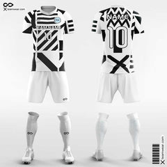 Cikers Sports Soccer Uniforms White and Black / S Geometric Print - Men Custom Soccer Uniforms Sublimated