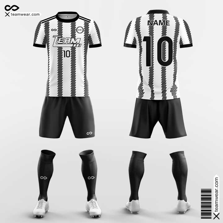 Cikers Sports Soccer Uniforms White and Black / S Sawtooth - Custom Youth Soccer Jerseys with Shorts Sublimated