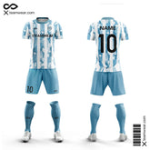 Cikers Sports Soccer Uniforms White and Blue / S Stripe Print - Custom Youth Soccer Uniforms Cheap Sublimated