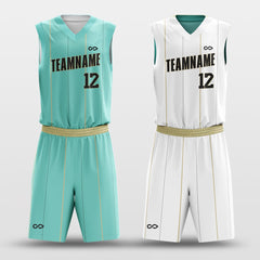 Cikers Sports White&Cyan / S Classic 82 - Customized Reversible Sublimated Basketball Set