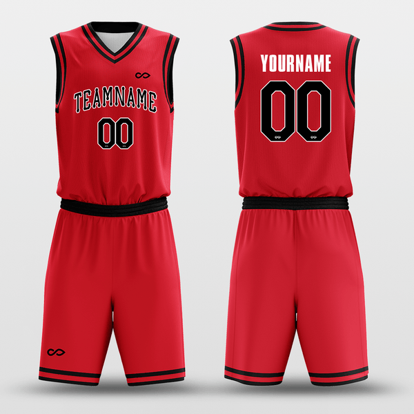 Custom Printed Team Wear Basketball Uniform [ZZ1601116] - Red/Black / XS