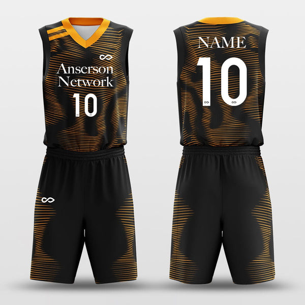 Rock - Custom Sublimated Basketball Jersey Set Yellow Stripe-XTeamwear