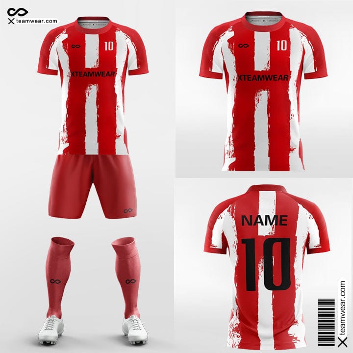 Custom Red White Sublimation Soccer Uniform Jersey Youth Size:120