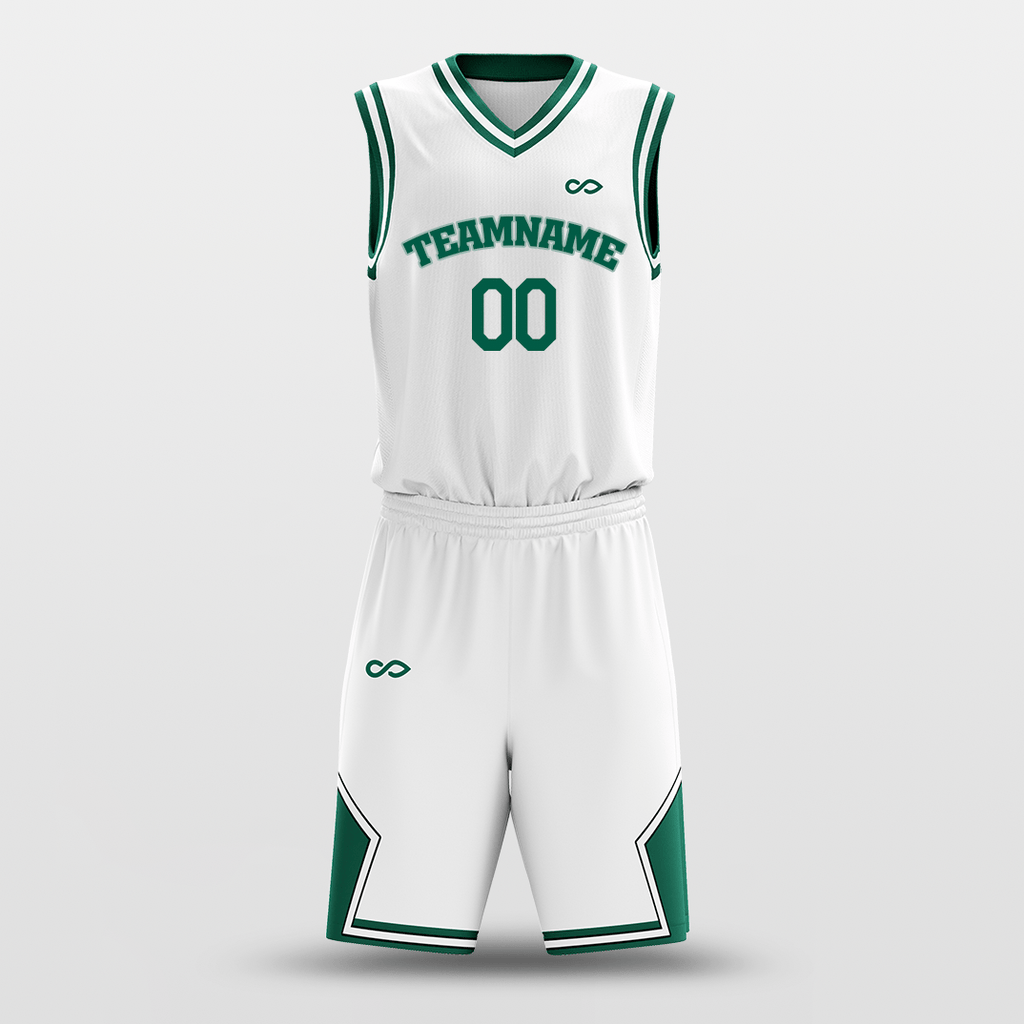 Green fashion and white basketball jersey