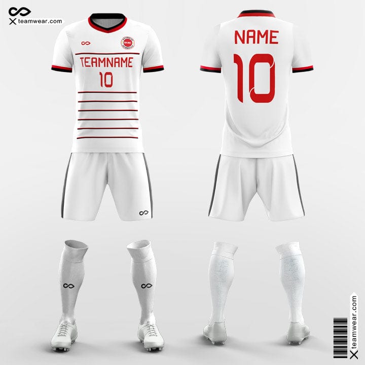 White Stripped-Custom Soccer Jerseys Kit Sublimated Design-XTeamwear