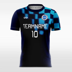 XTeamwear Soccer Jersey Black and Blue / XS Gradient Plaid - Custom Kids Soccer Jersey Design Black Blue