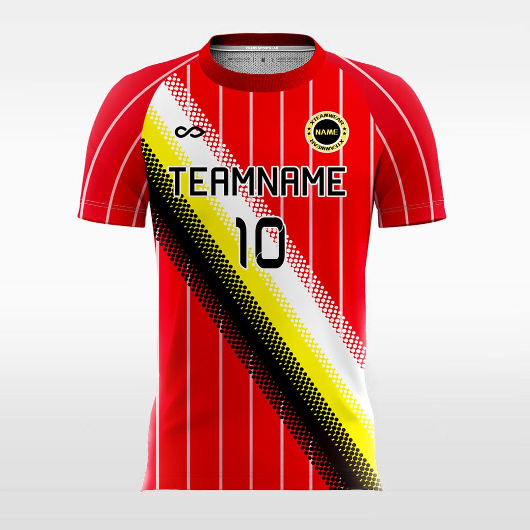 XTeamwear Soccer Jersey Red and Yellow-Black / XS Polka Dot - Kids Custom Soccer Jerseys Design Red Stripe