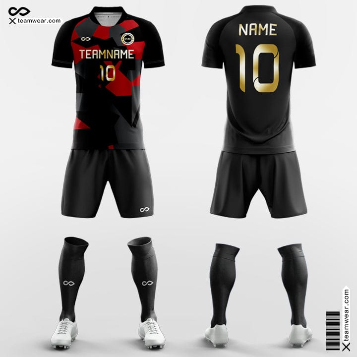 XTeamwear Soccer Uniforms Black and Red / S 3D Printing - Custom Soccer Jerseys Kit Sublimated for Youth