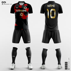 XTeamwear Soccer Uniforms Black and Red / S 3D Printing - Custom Soccer Jerseys Kit Sublimated for Youth