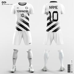 XTeamwear Soccer Uniforms Black and White / S Diagonal Stripes - Custom School Soccer Jerseys with Shorts Sublimated