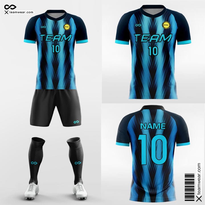 XTeamwear Soccer Uniforms Black&Blue / S Stripe Print-Team Custom Soccer Jerseys with Shorts Sublimated
