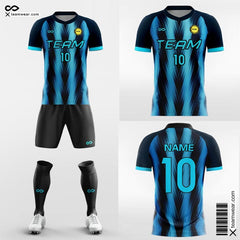 XTeamwear Soccer Uniforms Black&Blue / S Stripe Print-Team Custom Soccer Jerseys with Shorts Sublimated