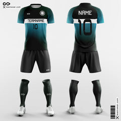 XTeamwear Soccer Uniforms Black&Cyan / S Aurora - Custom Youth Soccer Jerseys with Shorts Sublimated