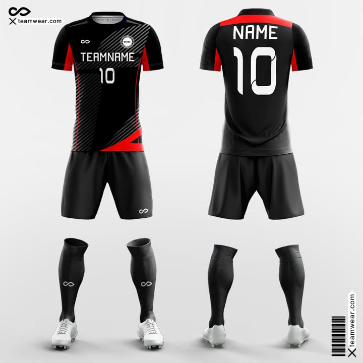 XTeamwear Soccer Uniforms Black& Red / S Fashion - Custom Academy Soccer Jerseys with Shorts Sublimated