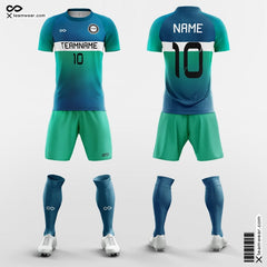 XTeamwear Soccer Uniforms Blue&Green / S Aurora - Custom Youth Soccer Jerseys with Shorts Sublimated