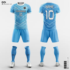 XTeamwear Soccer Uniforms Blue / S Cross Lines - Custom Academy Soccer Jerseys with Shorts Sublimated
