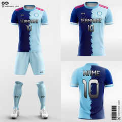 XTeamwear Soccer Uniforms Blue Split - Custom Soccer Jerseys Kit Sublimated for Club