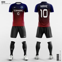 XTeamwear Soccer Uniforms Red / S Gradient Pinstripe - Custom Soccer Jerseys Kit for Club