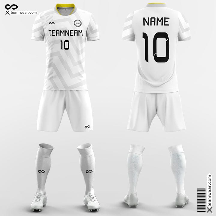 XTeamwear Soccer Uniforms White and Grey / S Wave - Custom Men Soccer Jerseys with Shorts Sublimated
